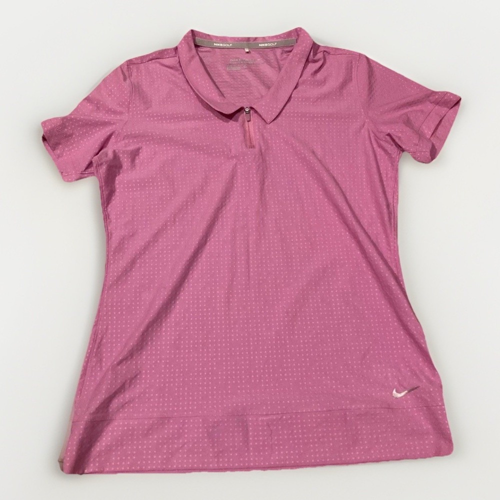 Nike Womens M Pink Dri-FIT Crowne Plaza Invitational Golf Polo Shirt Sporty
